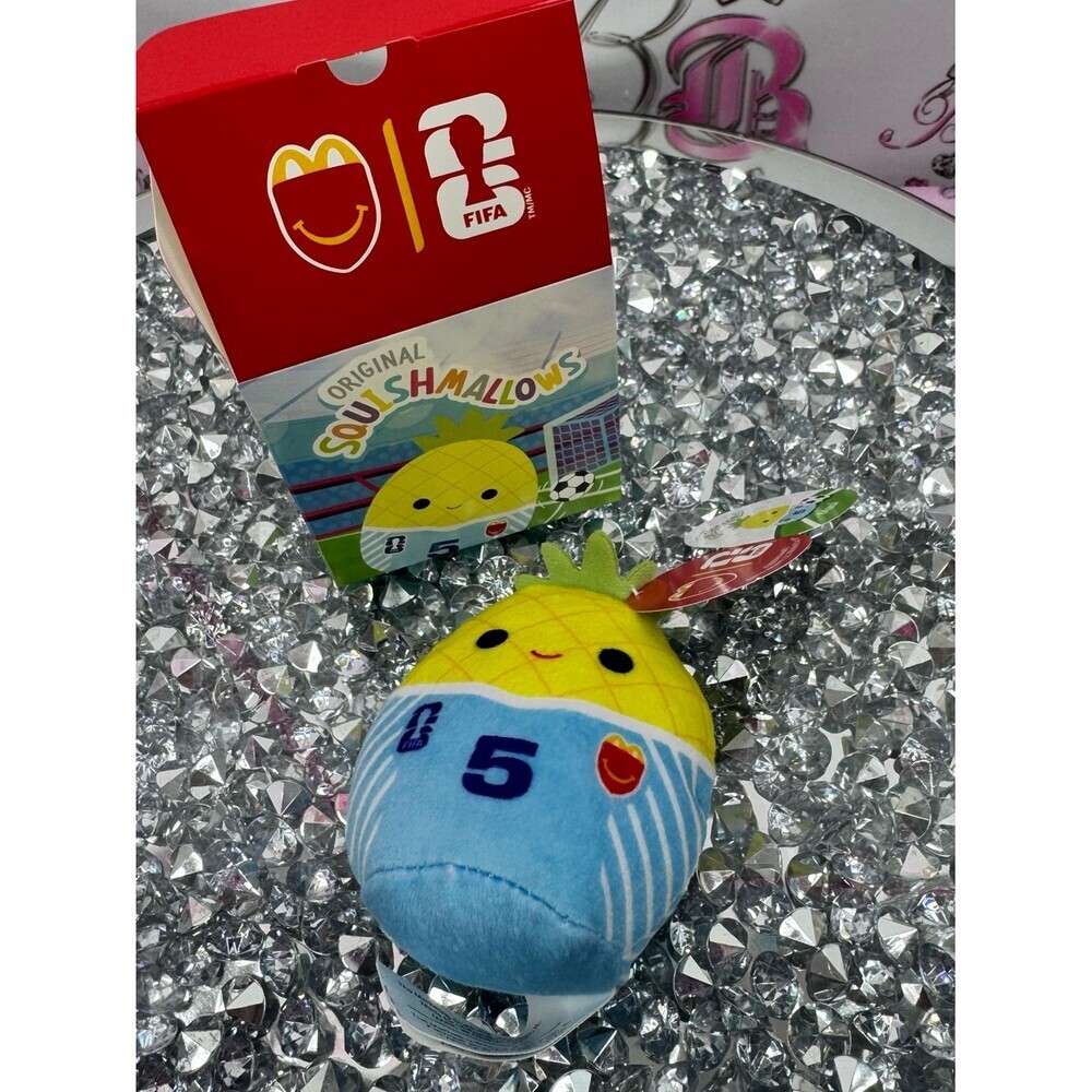 McDonald's fifa World Cup 2026 Pineapple Plush Toy in Yellow & Blue Jersey
